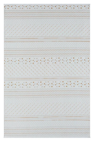 Lotus Plus 08582a Beyaz Halı Bej Kilim Desenli Modern Ince Akrilik Tozuaz Salon Halısı Yatak Odası 160 X 230 BEYAZ ürün görseli 1