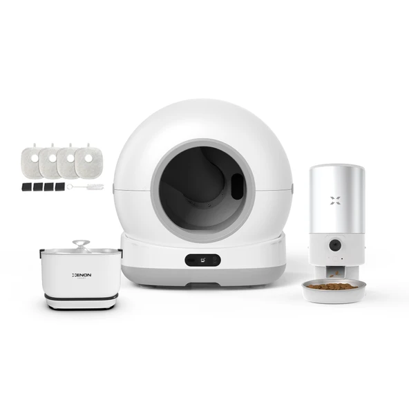 Xenon Smart Otomatik Kedi Tuvaleti, Mama Kabı (Kameralı), Su Pınarı (Kablosuz) ve Filtre  4'lü Set ürün görseli 1