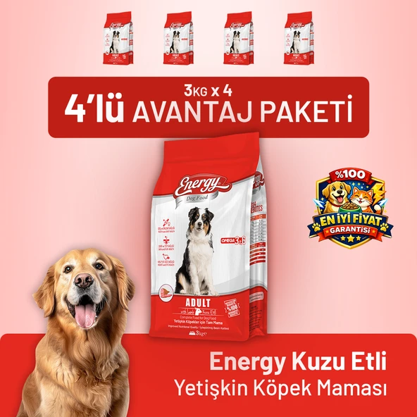 Kuzu Etli Yetişkin Köpek Maması 3 kg - 4 Adet ürün görseli 1