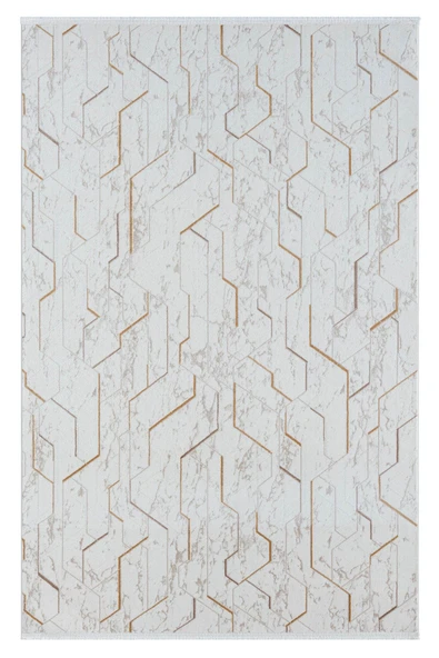 Lotus Plus 08581a Beyaz Halı Bej Abstract Detaylı Modern Ince Akrilik Tozuaz Salon Halısı Koridor 240 X 340 BEYAZ ürün görseli 1