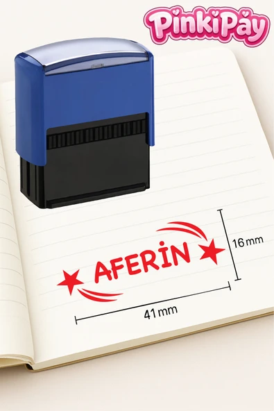 Öğretmen Kaşesi Yıldızlı Aferin Kaşesi Kendinden Mürekkepli Kırmızı Baskı ürün görseli 1