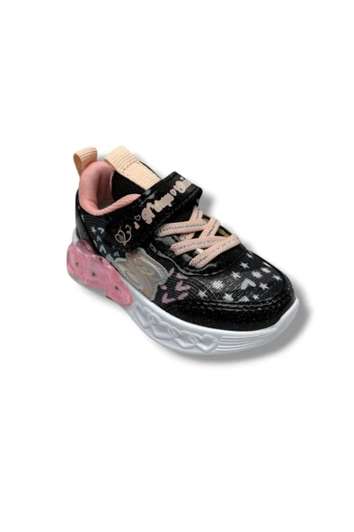 Ndrops 032-26 Anorak Rugan Yıldızlı Anatomik Kız Çocuk Sneaker Siyah Pudra 22-25 ürün görseli 1