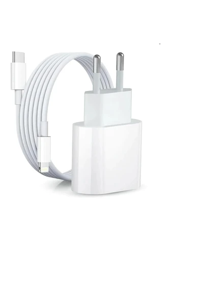 iPhone 13 Mini Uyumlu 20W Gerçek Güç PD Type-C Adaptör + 27W Type-C to Lightning Kablolu Hızlı Şarj Set ürün görseli 1