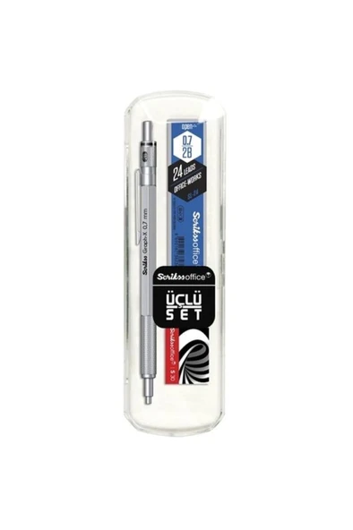 Scrikss Saten Gri Graph-x 3'lü Versatil Kalem Seti, 0.7 mm ürün görseli 1