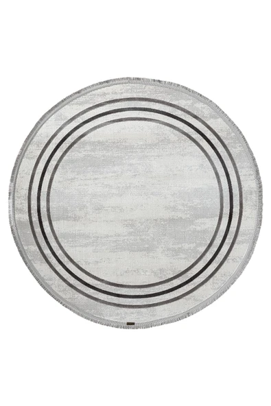 Trend 2803 Gri Yuvarlak Akrilik Salon Mutfak Yatak Odası Halısı Makinede Yıkanabilir 120 X 120 GRI ürün görseli 1