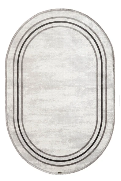 Trend 2803 Gri Oval Akrilik Salon Mutfak Yatak Odası Halısı Makinede Yıkanabilir 80 X 300 O GRI ürün görseli 1