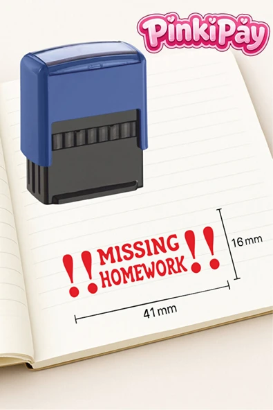 Öğretmen Kaşesi Missing Homework Kaşesi Kendinden Mürekkepli Kırmızı Baskı ürün görseli 1