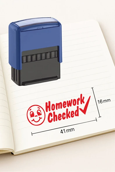 Öğretmen Kaşesi Homework Checked Kaşesi Kendinden Mürekkepli Kırmızı Baskı ürün görseli 1