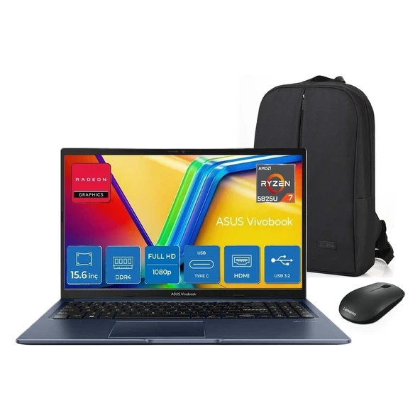 Vivobook 15 M1502YA Amd Ryzen 7 5825U 32GB 1tb SSD Windows 11 Home 15.6" Taşınabilir Bilgisayar+Mouse+Snertech Çanta ürün görseli 1