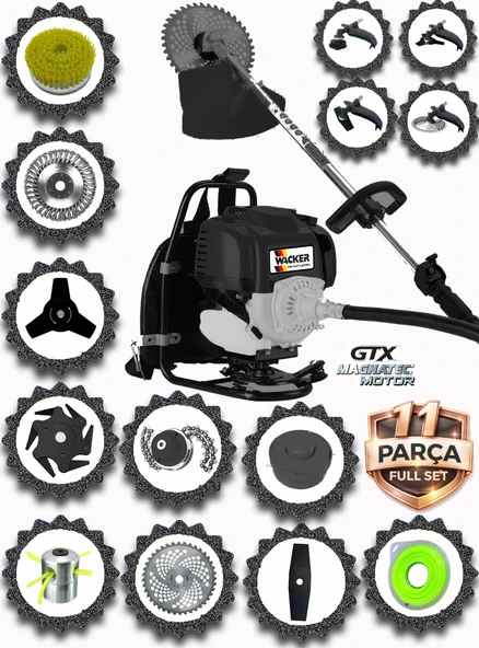 Wacker Pro German WS-488 CLAS Seri Sırt Tipi Benzinli Ot Çalı Çim Biçme Tırpanı+ 11 PCS Full Set Hali Yıkamalı ürün görseli 1