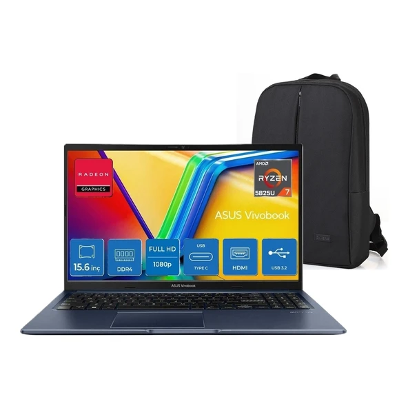 Vivobook 15 Amd Ryzen 7 5825U 16GB 512GB SSD Amd Radeon Graphics 15.6" Fhd Windows 11 Pro Taşınabilir Bilgisayar M1502YA-BQ606 + Snertech Çanta ürün görseli 1
