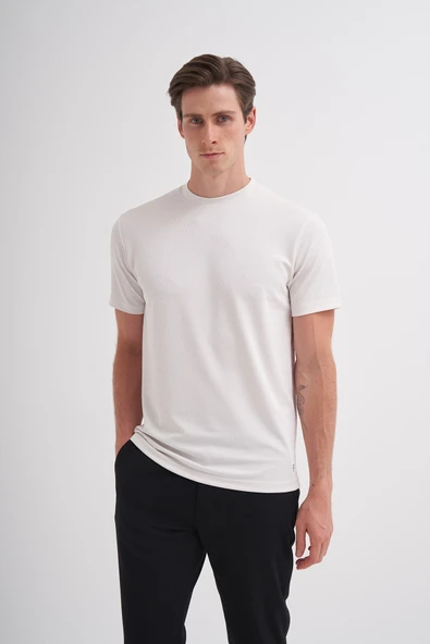 Cazador Bisiklet Yaka Erkek Beyaz T-shirt 40470 ürün görseli 1