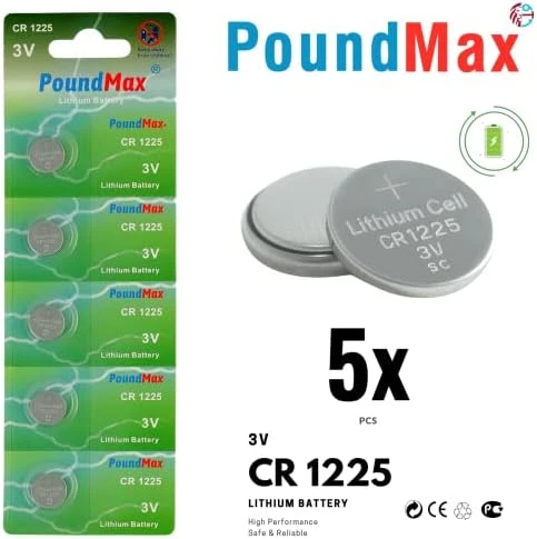 PoundMax 1225 CR1225 DL1225 3 V lityum düğmeli piller (5'li paket) ürün görseli 1