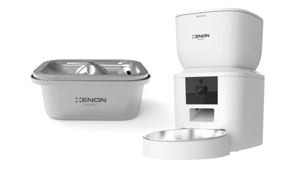 Xenon Smart Otomatik Mama Kabı (Kameralı) ve Kedi Su Pınarı (Çelik) 2’li Set, Wifi, Mobil Kontrol ürün görseli 1