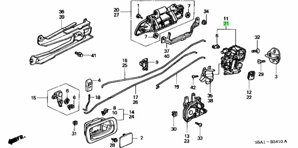 Honda Civic Sedan 2001-2006 Kapı Kilidi Arka Sol (Oem No: 72650-S5A - A11) ürün görseli 1