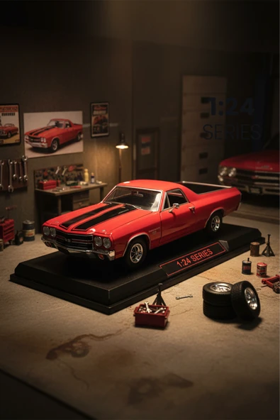 Vardem 1:24 1970 Chevy El Camıno SS 396 Araba Kırmızı MM-79347 ürün görseli 1