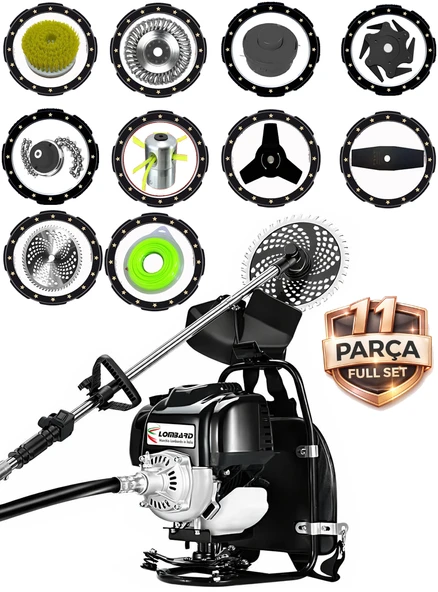 Cros Lombard Italy VULCANO PRO F520 Sırt Tipi Benzinli Ot Çalı Çim Biçme Tırpanı+ Tam Bahçe Setli Hali Yıkamalı ürün görseli 1