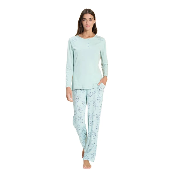 Over Sleep 3316 Kadın Uzun Kol Modal Pijama Takım  (M-L-XL-XXL) ürün görseli 1