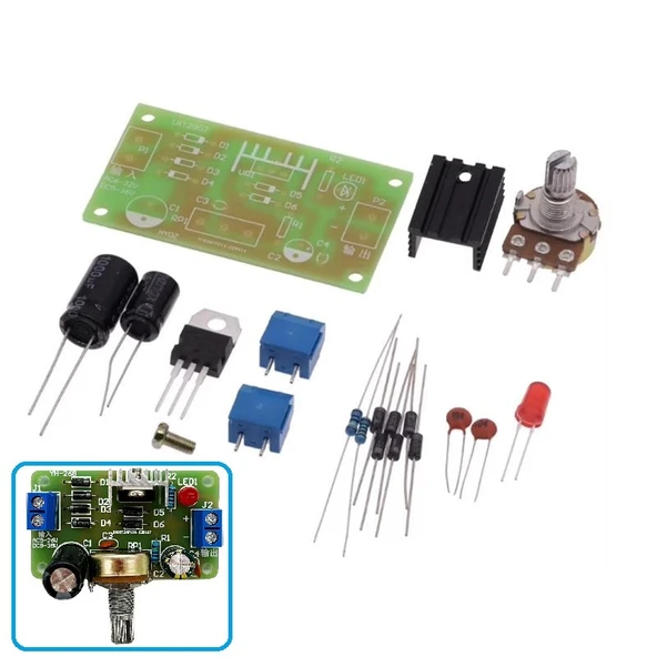 DC 0-12V 1A LM317 ile Ayarlanabilir Güç Kaynağı Kendin Yap Hobi Devresi DIY Lehimleme Kiti Demonte(Montesiz) ürün görseli 1