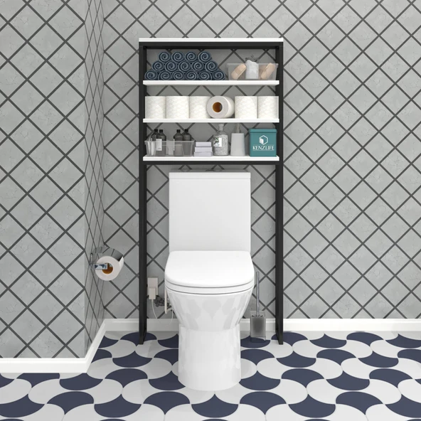 Bakbudaiyi banyo klozet dolabı abadan byzsyh 135*050*20 mat suntalam metal siyah boya ürün görseli 1