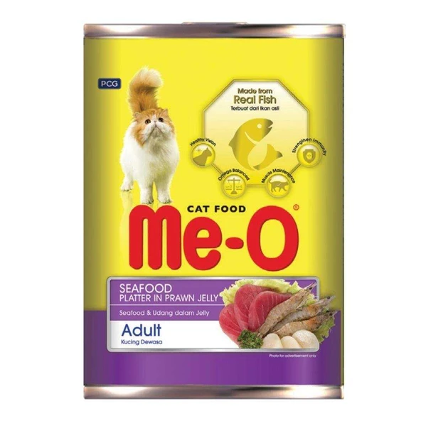 Me-O Deniz Lezzetleri Karides Soslu Yetişkin Kedi Konservesi 400gr ürün görseli 1