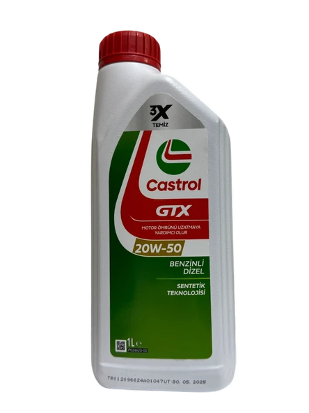 Castrol GTX 20W-50 Sentetik Motor Yağı - Benzin & Dizel 1 Litre ürün görseli 1