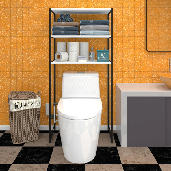 Bakbudaiyi banyo klozet dolabı hüveylid byzsyh 135*050*20 mat suntalam metal siyah boya ürün görseli 1