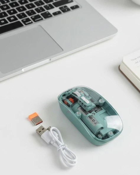 Pilli Kablosuz Mouse Bluetooth ve USB Uyumlu Sessiz Tıklama ürün görseli 1