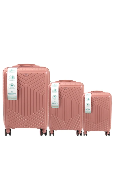 Metropolitan SDR 103 PP Valiz Seti - Büyük + Orta + Kabin Boy - Gül Kurusu ürün görseli 1