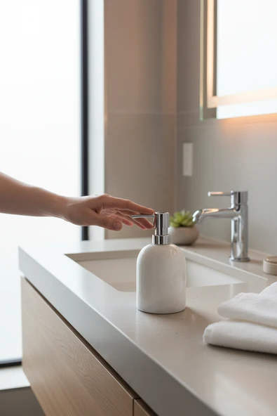 Akayev Mermer Beyaz Gümüş Banyo, Mutfak Sıvı Sabunluk ürün görseli 1