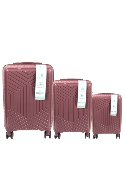 Metropolitan SDR 103 PP Valiz Seti - Büyük + Orta + Kabin Boy - Vişne ürün görseli 1