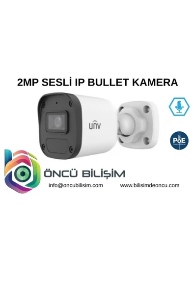 UNV IPC2122LB­AF28­E 2MP 2.8mm IR ECO  SESLİ IP KAMERA ürün görseli 1