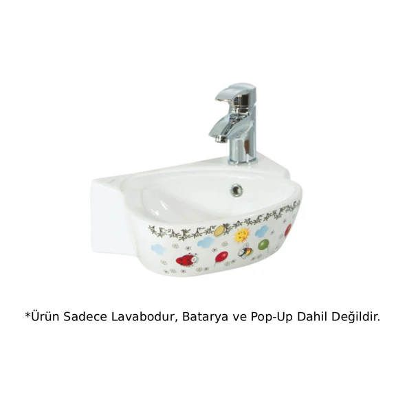 Creavit CK035 Dekorlu Çocuk Lavabo Beyaz 38cm ürün görseli 1
