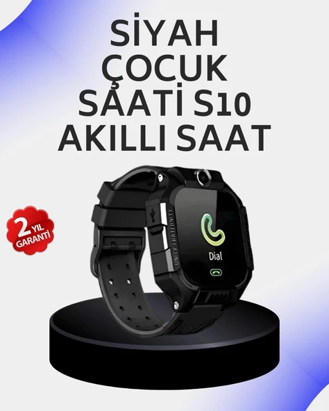 S10 Akıllı Çocuk Saati Siyah Tasarım Adımsayar Ve Alarm Fonksiyonu ürün görseli 1