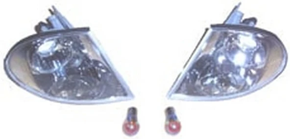 Bmw 3 Serisi Sedan 1998-2001 Modifiye Ön Sinyal Sağ - Sol Set 2 Parça Beyaz - Nikelajlı (Far Tarafı Düz) (Adet) ürün görseli 1