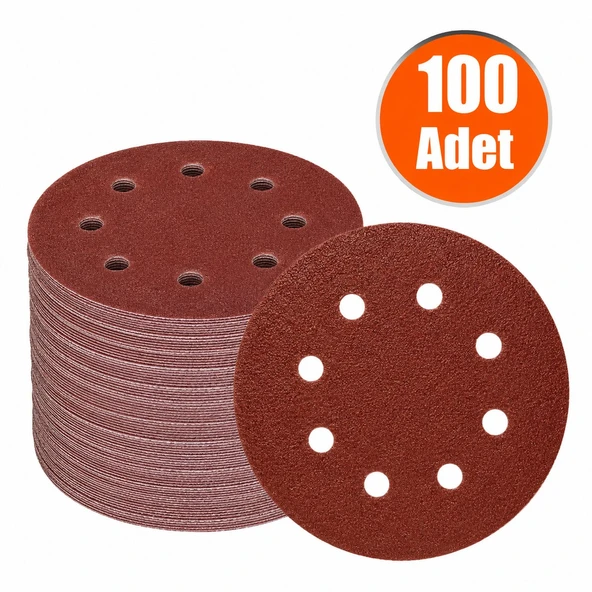 125mm. 150 KUM 8 DELİKLİ CIRT ZIMPARA NK 100 ADET ürün görseli 1
