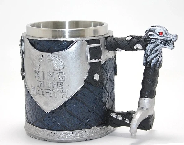 Game Of Thrones King In The North 3d Kabartmalı Çelik Kupa Bardak Alk4367 ürün görseli 1