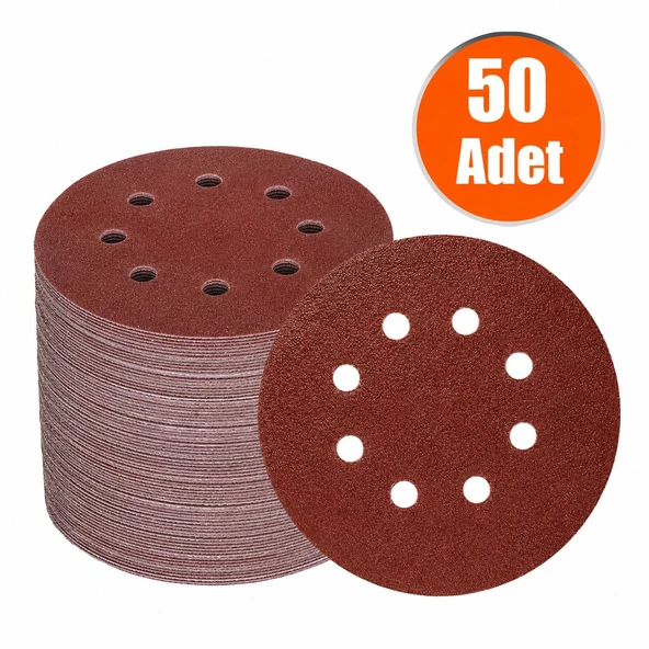125mm. 80 KUM 8 DELİKLİ CIRT ZIMPARA NK 50 ADET ürün görseli 1