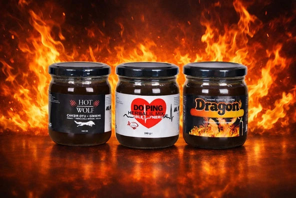 Hot Wolf,Doping ,Dragon ,Çakşır Otu extartlı Ginsengli Panaxlı Ultra Karışım240 GRx3 Adet ürün görseli 1