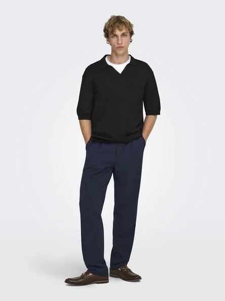 Only & Sons   ONSWYLER LIFE RLX 12 SS SPLIT KNIT NOOS Erkek Siyah Kazak - 22036158 ürün görseli 1