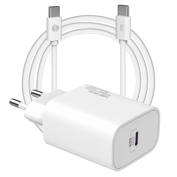 S-link SL-EC62TP Type-C 20W PD3.0 Quick Charge QC4.0 Kablo + Ev Şarj Adaptör ürün görseli 1