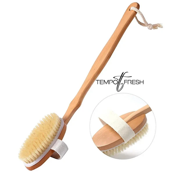 Saplı %100 Doğal At Kılı Fırça Selülit Masaj Fırçası, Kuru Fırçalama, Peeling, Batık Önleme Fırçası ürün görseli 1
