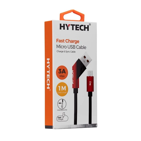 Hytech HY-X431 1M 3A Type-C Örgülü Silver Gri Data + Şarj Kablosu ürün görseli 1