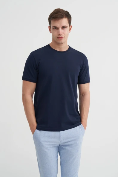 Cazador Erkek Lacivert Bisiklet Yaka T-shirt 46200 ürün görseli 1