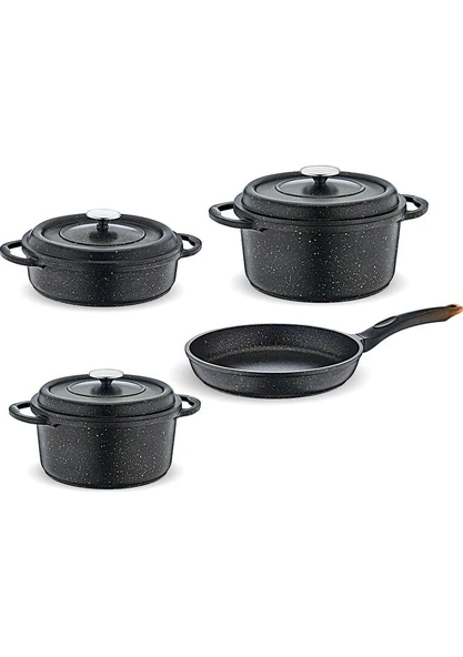 FMS Nostalji 7 Parça Granit Döküm Set - Siyah - D5010BKR ürün görseli 1