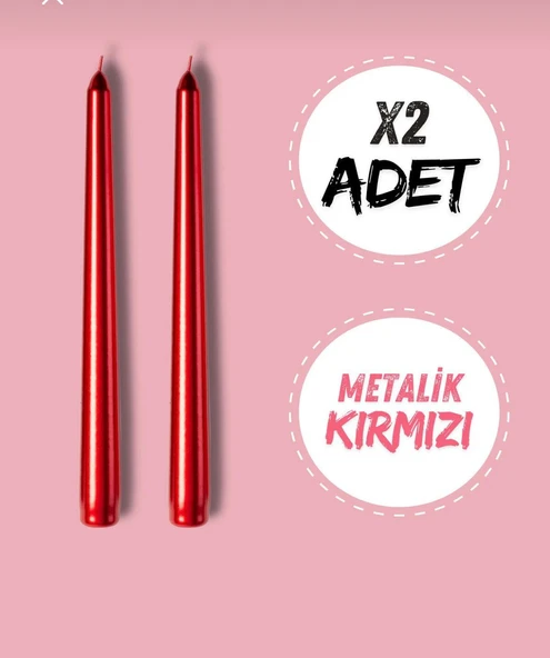 ASTRA LED Şamdan Mumu, Yılbaşı, Kına, Parti, Doğum Günü, Bekarlığa Veda - "METALİK KIRMIZI", 2 Adet ürün görseli 1