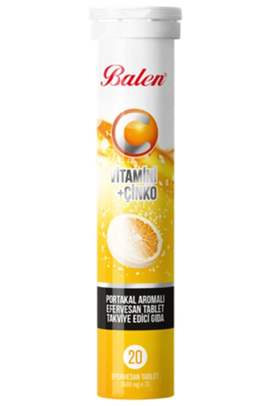 Balen C Vitamini + Çinko Portakal Aromalı Efervesan 20 Tablet ürün görseli 1
