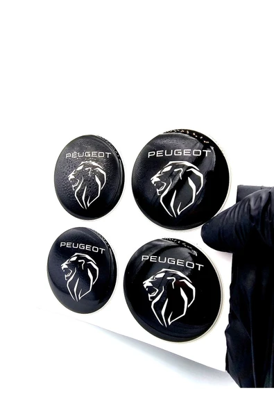 Peugeot Tasarım Damla Sticker Siyah Peugeot Jant Göbeği 5.5cm Uyumlu ürün görseli 1