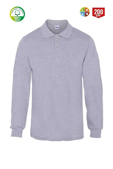 08107 T-Shirt Uzunkol Eco Polo Gri ürün görseli 1