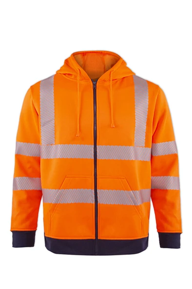 OLYMPUS CONTRAST SAFETY FULL ZIP HOODED SWEATSHIRT - Resim 2
